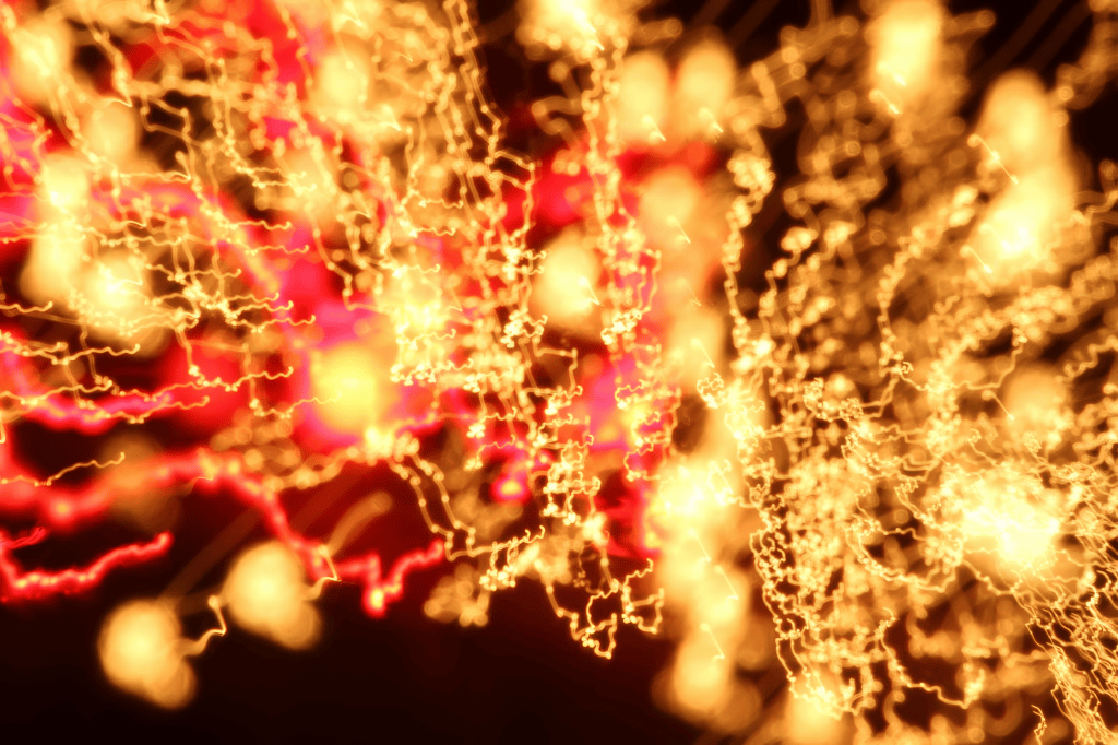 slow shutter speed photography light streaks in red and gold